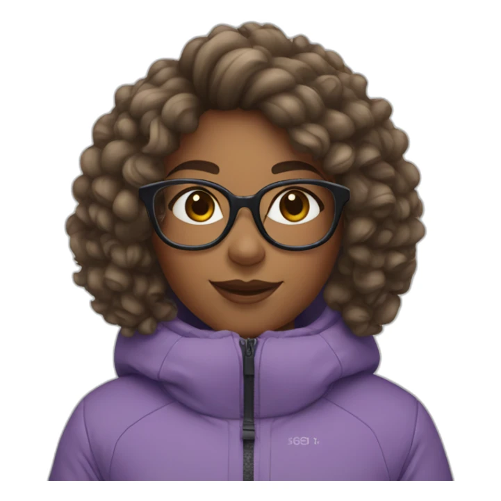 A girl with glasses and curly hair skiing  sticker