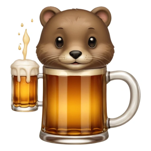 a beer holding an otter in its hand sticker