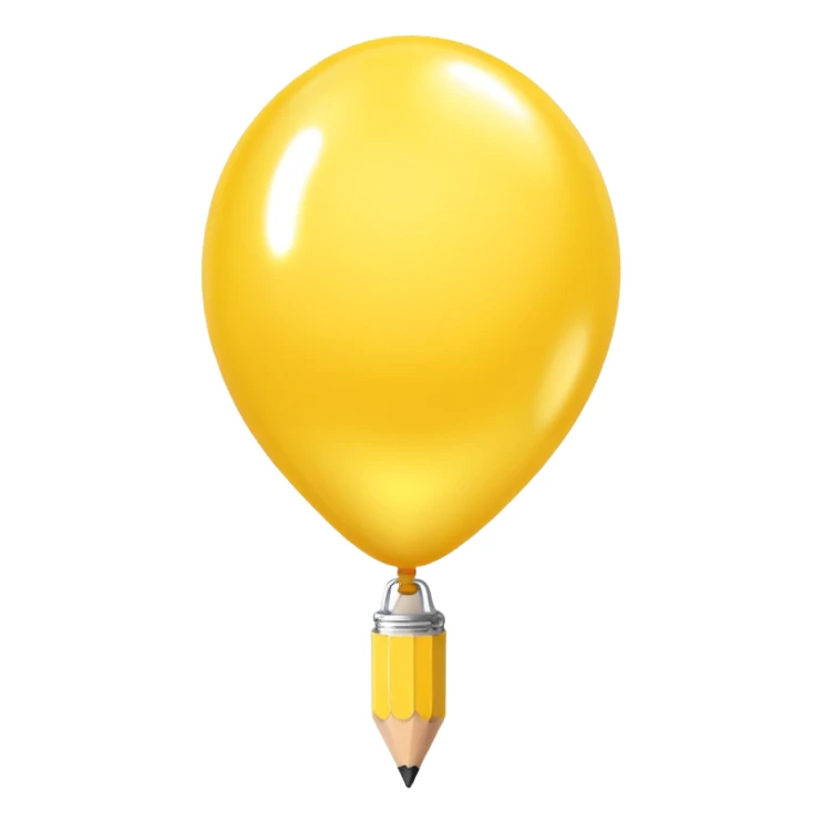 Yellow pencil, balloon style, shiny, inflated look sticker