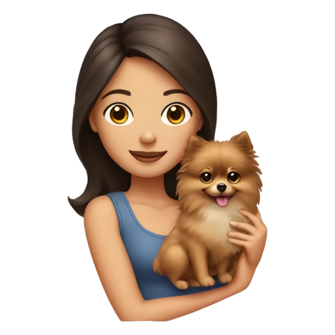Brunette girl holding Pomeranian sticker