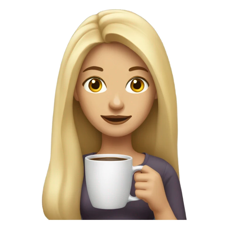 blonde with long hair and a cup of coffee sticker