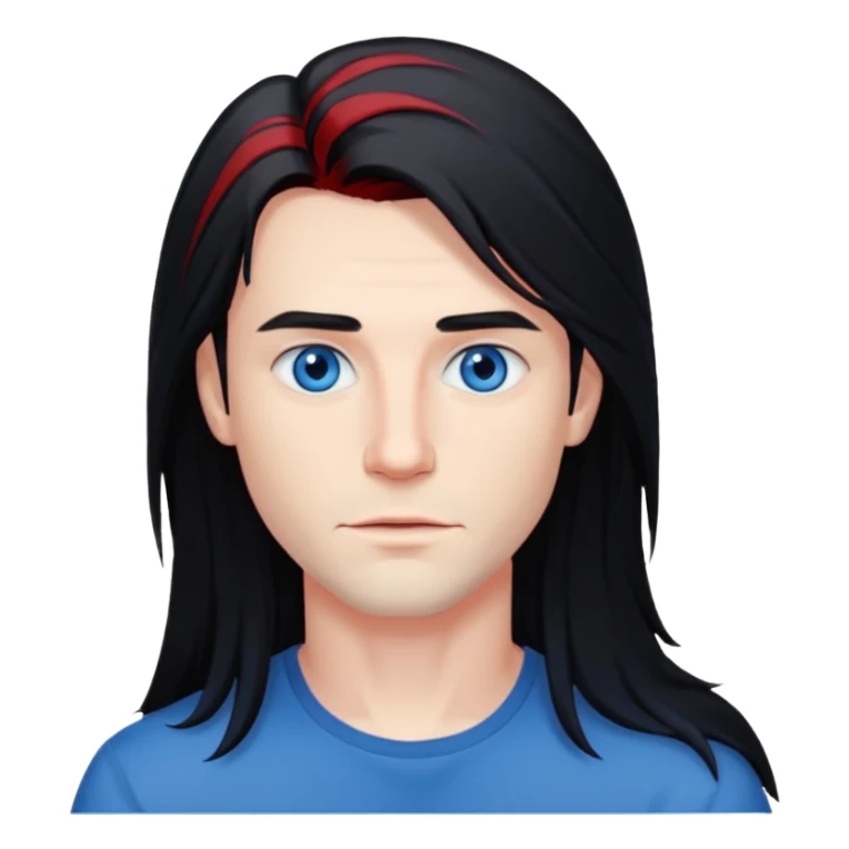 man long hair black red haid sticker