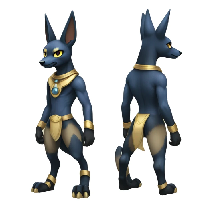 Anubis-Umbreon-Lucario on four legs full body sticker