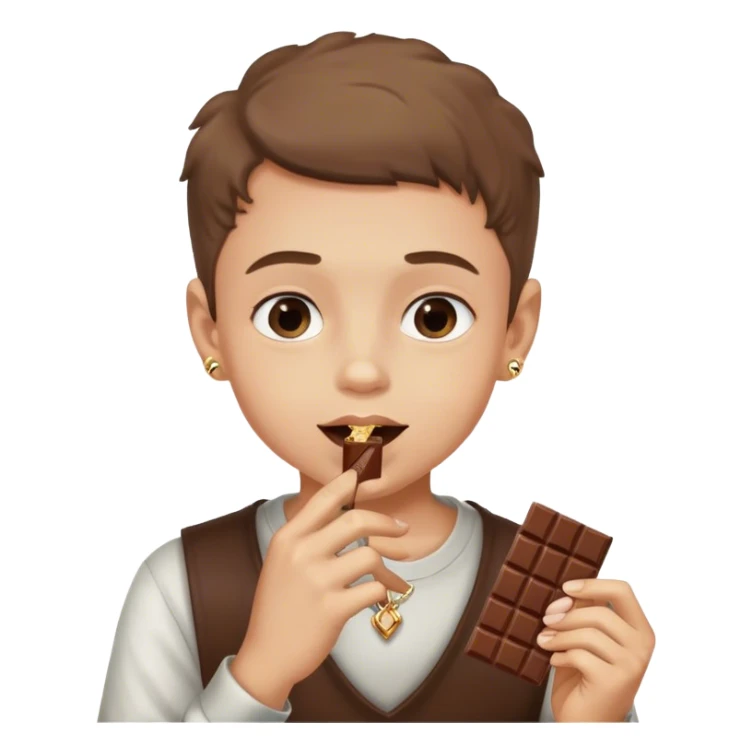 boy with ring and jewelry eating a chocolate bar  sticker