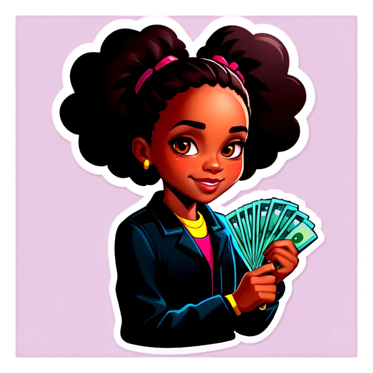 Black girl with money sticker