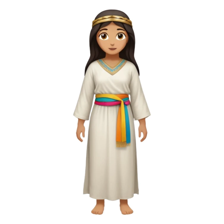 fullbody Middle Eastern woman from Jerusalem, 1st century, tunic and sash, no head covering, no religious symbols sticker