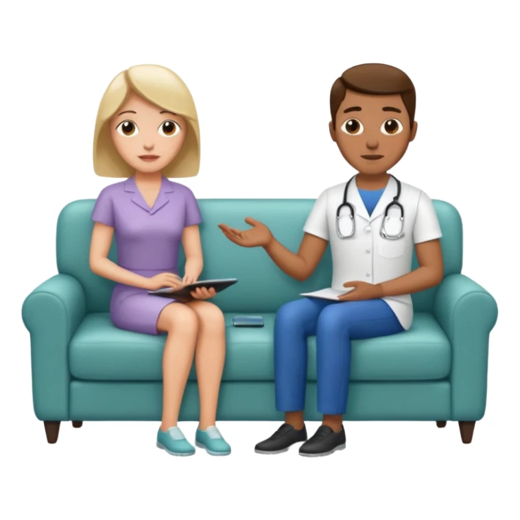 Therapist couch with therapist and patient talking  sticker