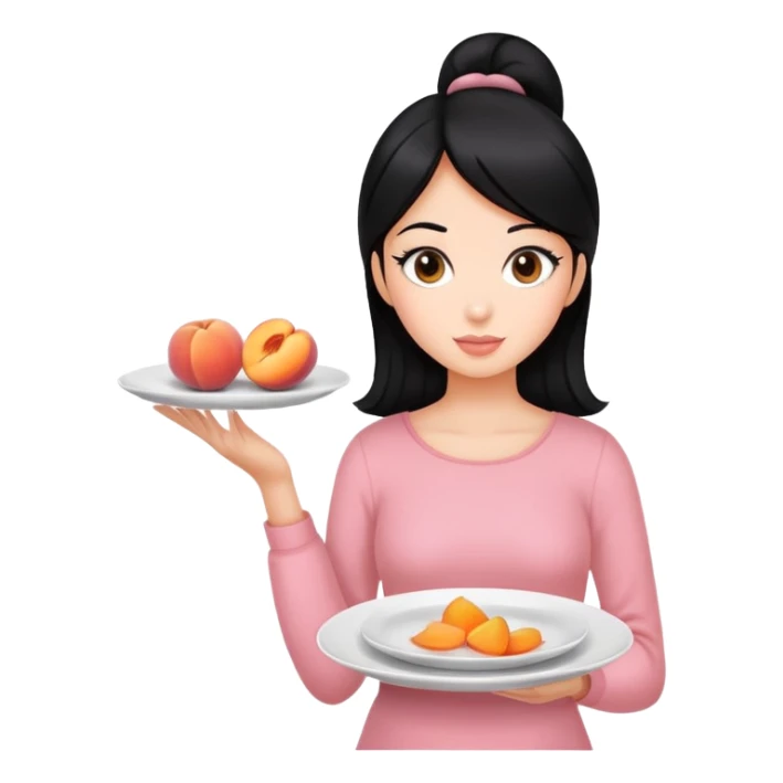 Girl with two plates black hair and peach skin  sticker