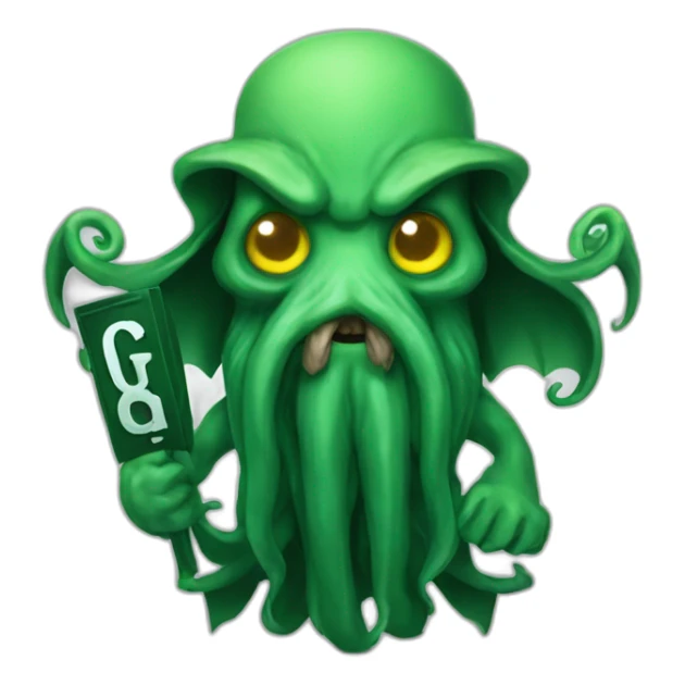cthulhu with a beard holding a sign saying GG sticker