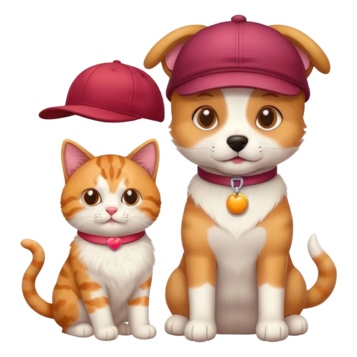 Dog with cap and a cat with toys  sticker