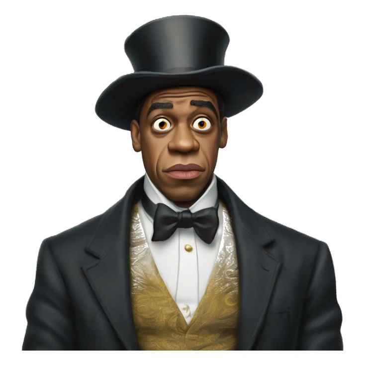 Warcraft intellectual Jay Z in Uncle Scrooge style, oil paint, mysterious eyes, intricate lips, masterpiece pose, odd perspective, beautiful, desirable, logical sticker