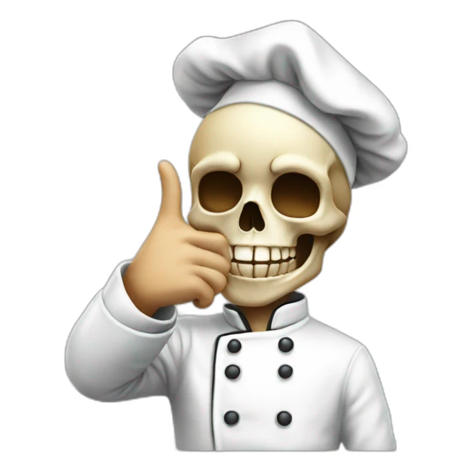 skull Chef Kiss Pinched Finger heart sticker