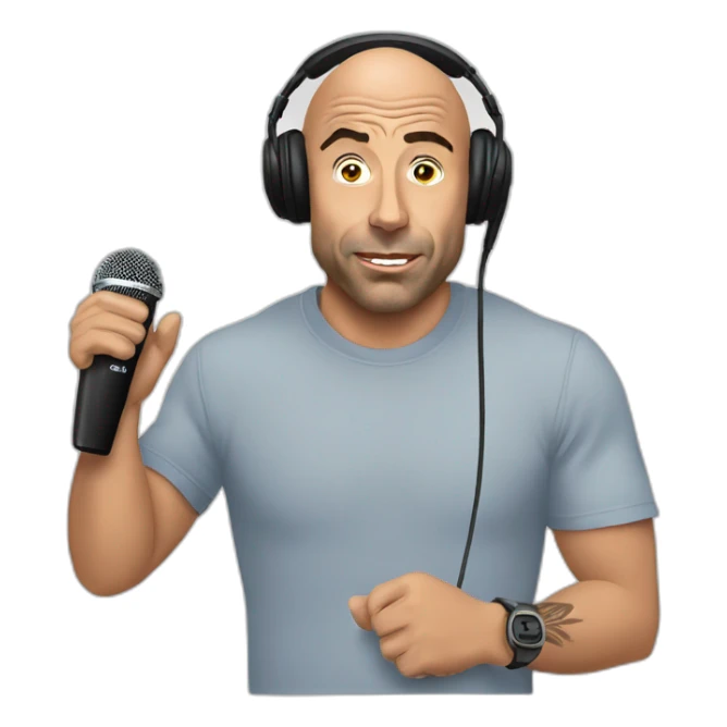 Joe Rogan podcast with a microphone sticker