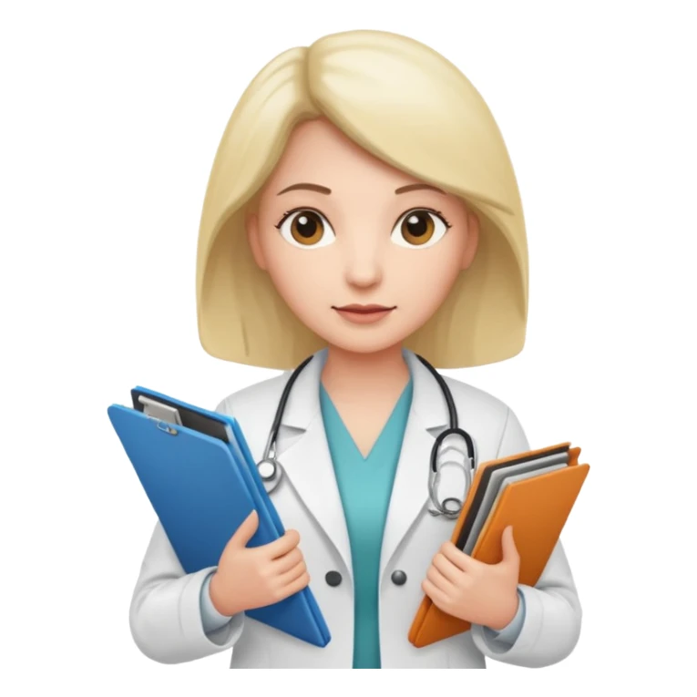 A female doctor with a folder of slides in her hands sticker