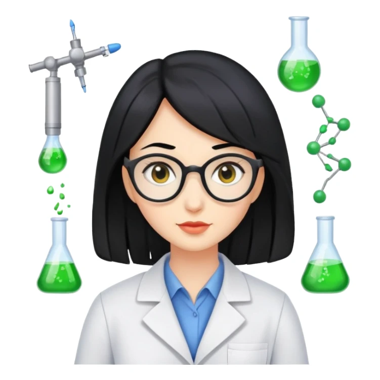 black hair woman scientist sticker