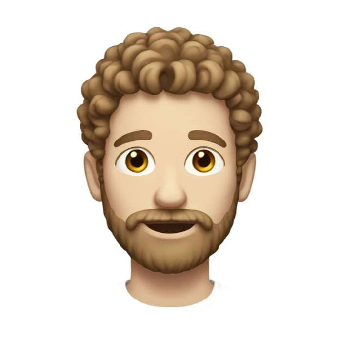 pale man with curly brown hair and beard sticker
