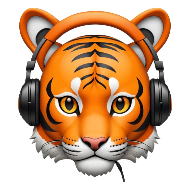 minimalist tiger wearing headphones sticker