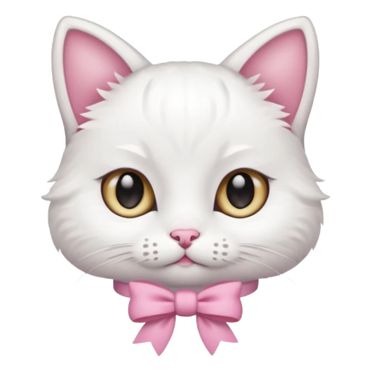 A little white cat with innocent eyes and a pink bow on its head sticker