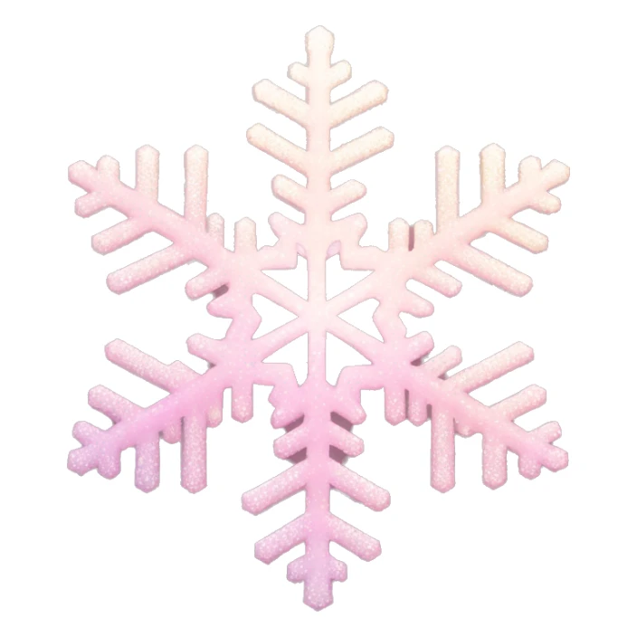 Pastel Pink Snowflake "A delicate pastel pink snowflake with glowing edges, shimmering glittery patterns, and a soft magical light surrounding it." sticker