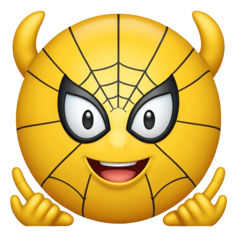create a yellow emoji of spiderman. style old emoji sticker
