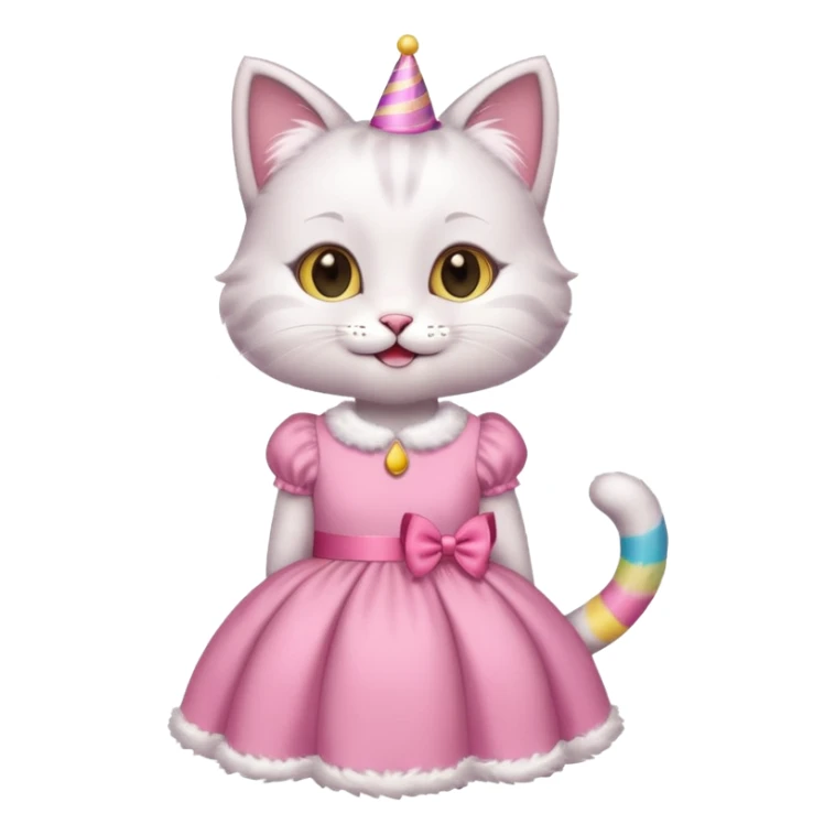 happy girl cat wearing a birthday dress sticker