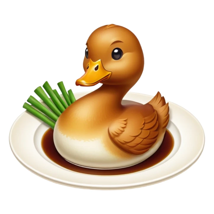 Peking duck, crispy golden skin, Chinese cuisine, emoji style sticker
