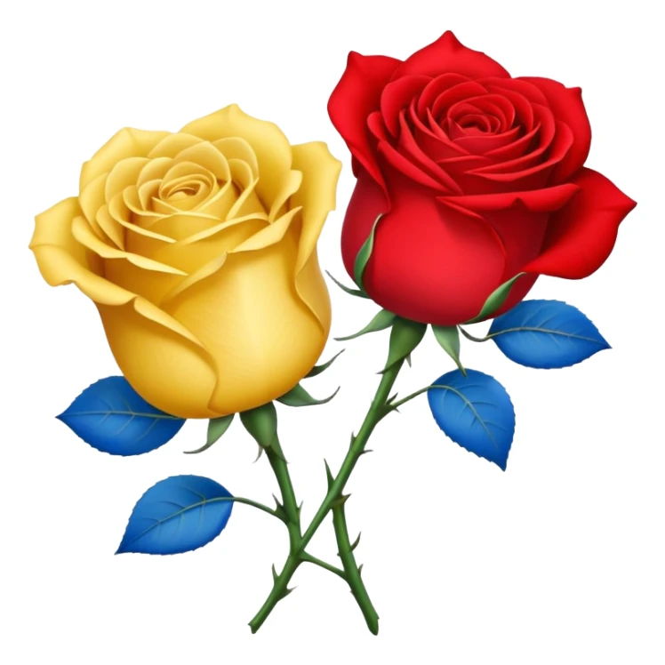 One Yellow 🌹 and one blue flower 🌹 on with red band  sticker