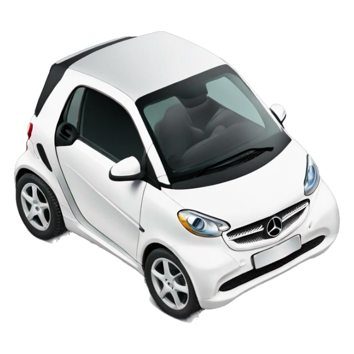 White Mercedes fortwo smart car on its side  emoji  sticker