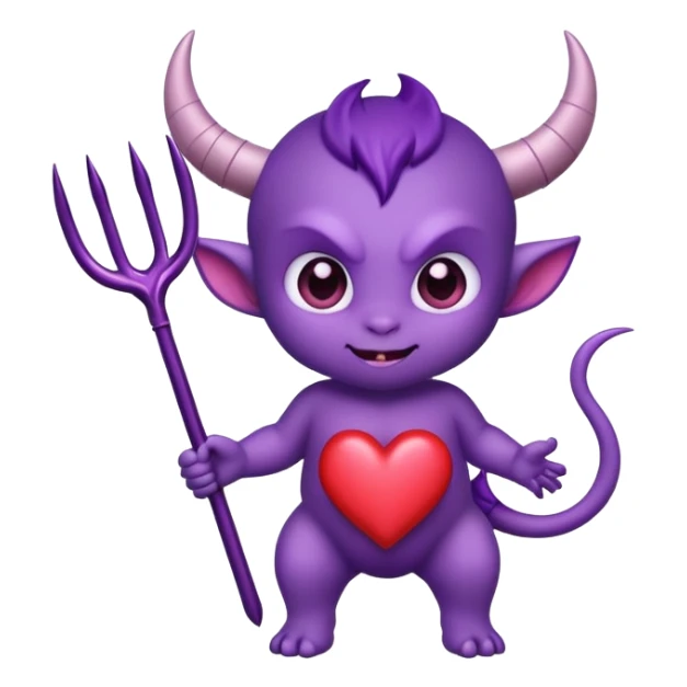 adorable baby demon with a tiny pitchfork and heart-shaped tail sticker