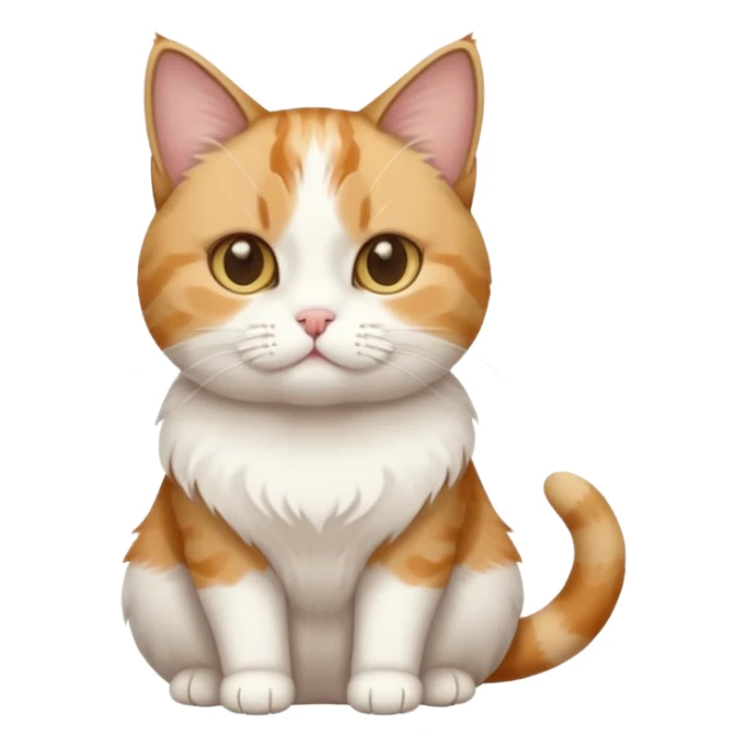 full body calico tabby + white cat with tiny head and fat body sticker