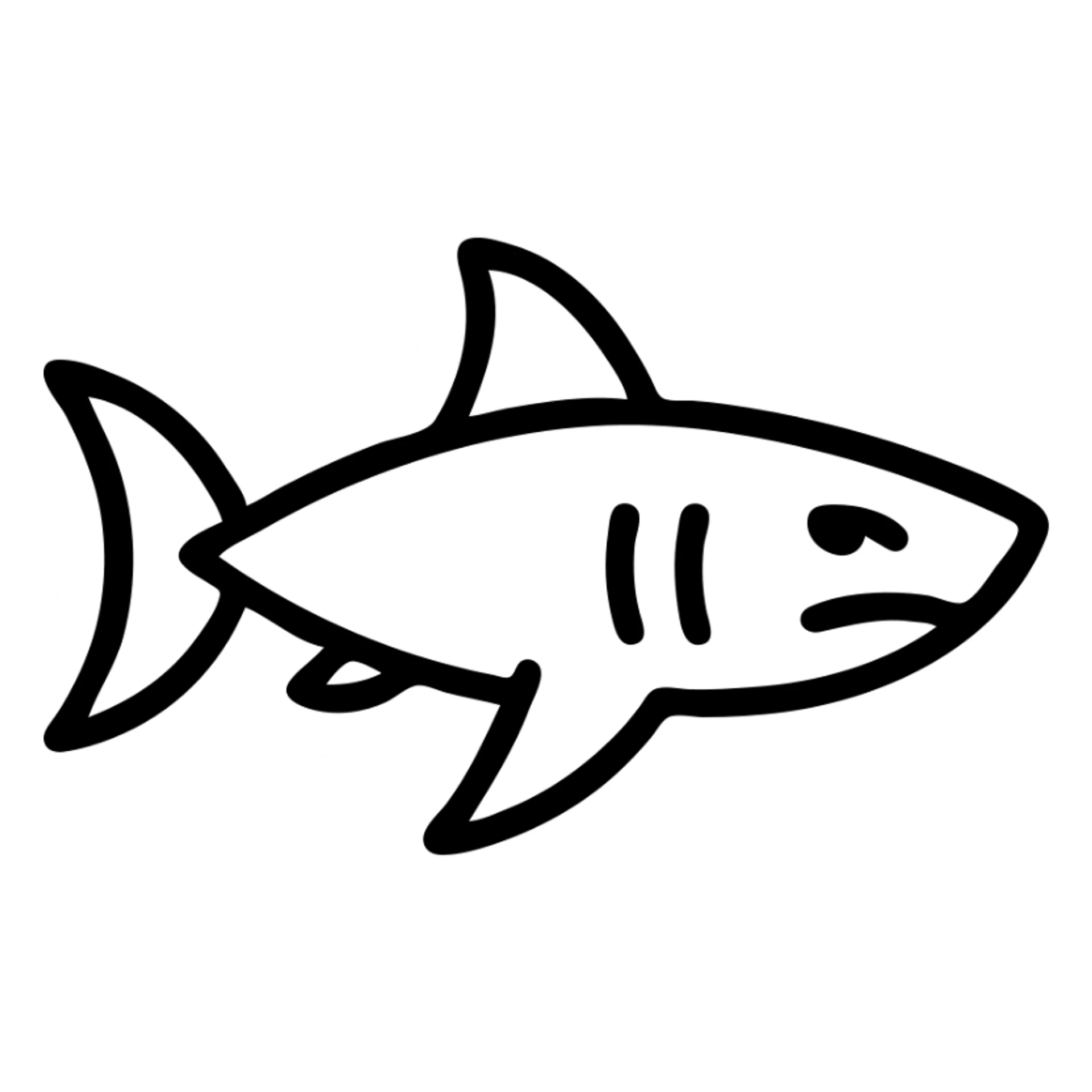 shark icon, clean and simple, minimal details, bold lines, modern icon style sticker
