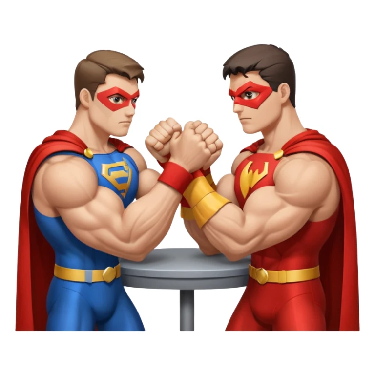 2 superheroes arm wrestling each other sticker