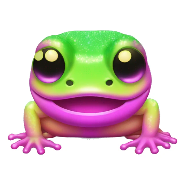 Two Kawaii neon glitter amphibian emoji    sticker