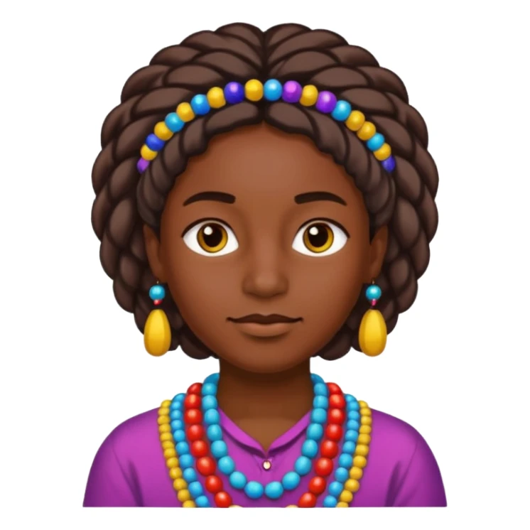person with beads in hair and colorful style sticker