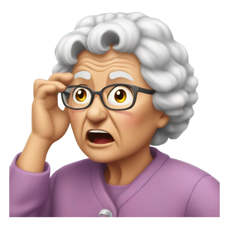angry grandma can't hear cup her hand to her ear sticker