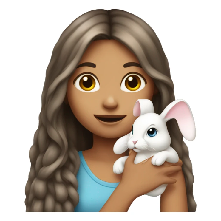 Girl with long hair hold bunny  sticker