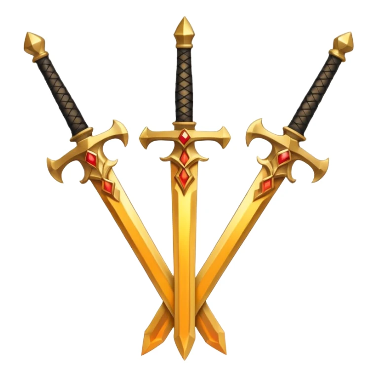 Three fiery royal golden swords crossed sticker