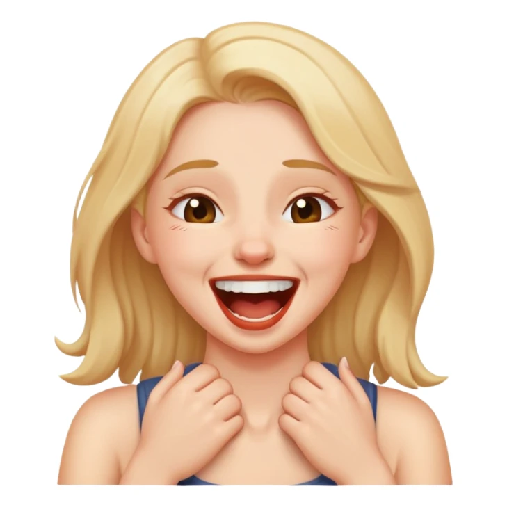 Girl with her hands on her neck choking herself laughing  sticker