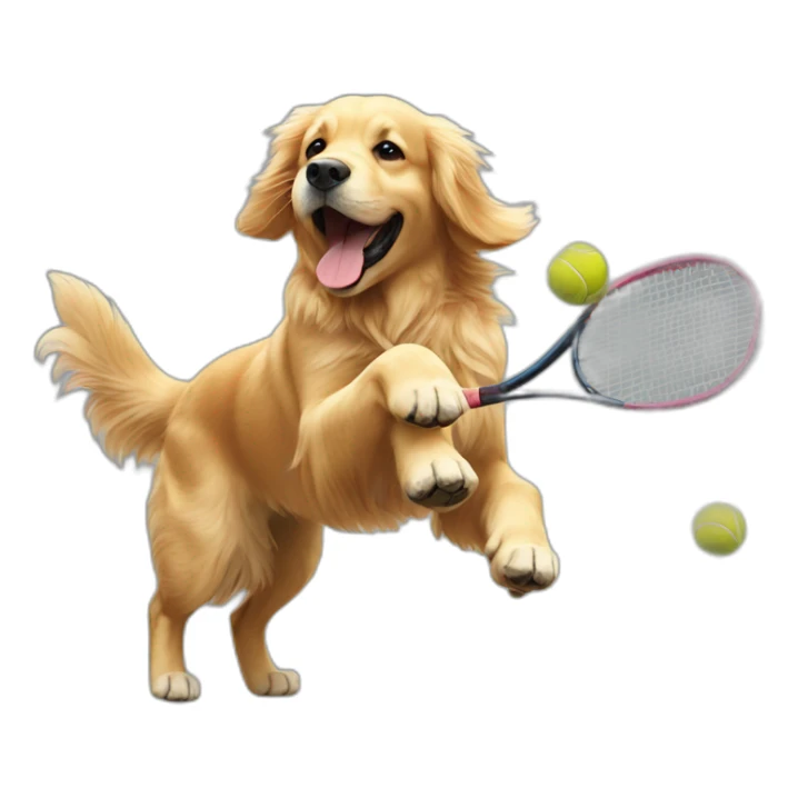 Golden retriever plays tennis sticker