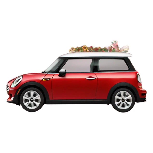 Red Mini Cooper Clubman with lots of Christmas decorations sticker