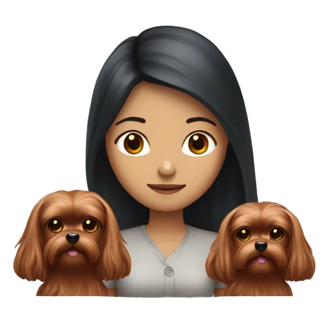 asian girl with long dark wine red hair with lighter yorkshire terrier  sticker