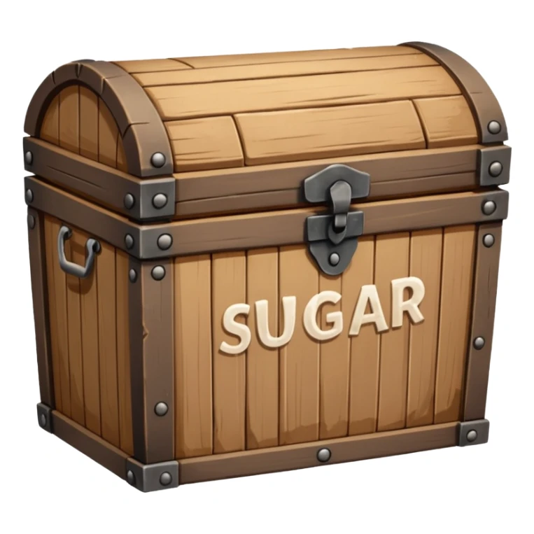 closed chest of sugar labeled sugar sticker
