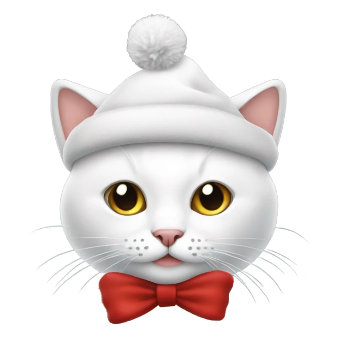 cat white with hat of christmas sticker