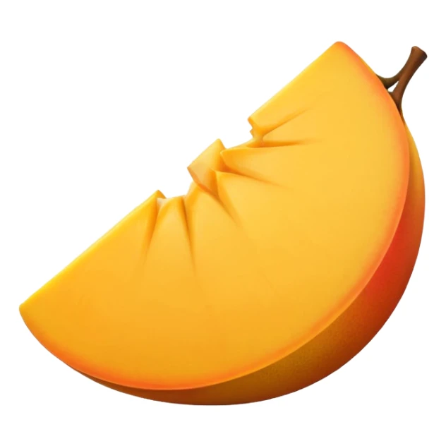 flat minimal emoji, single mango slice with cube-cut surface, bright yellow-orange, isolated, no face, no background, not cartoon, not multiple cubes sticker