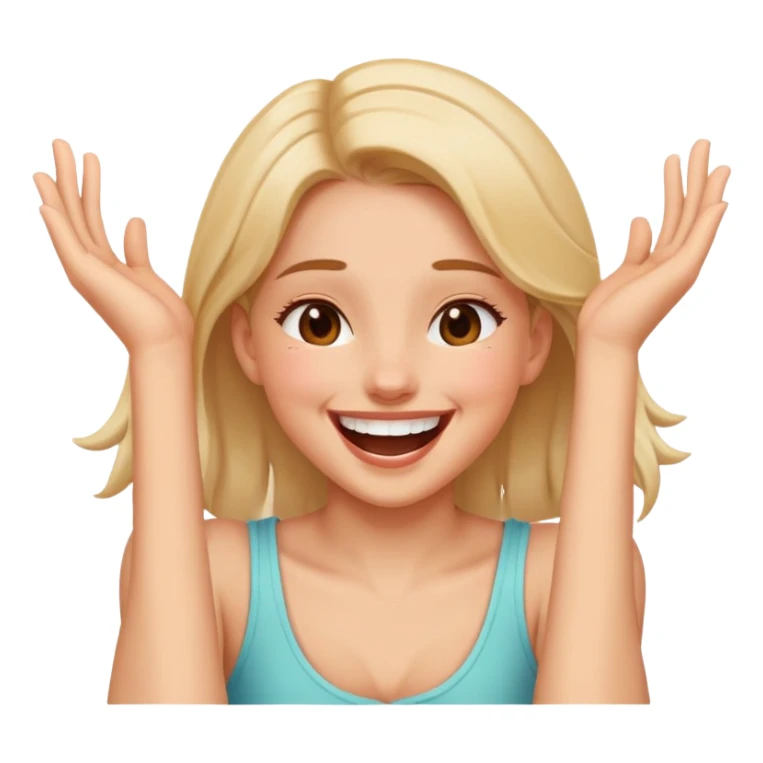 girl with hands around her neck and a laughing face  sticker