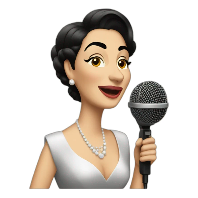 Maria Callas sings with a microphone sticker