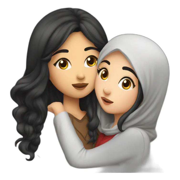 Arab girl kissing Chinese girl sticker