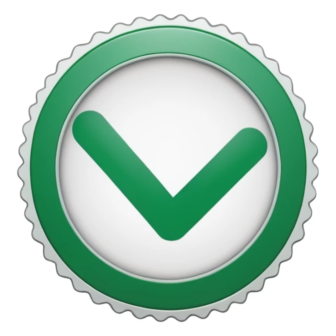 A stamp pressing down on a paper sheet, leaving a green circular mark with a check symbol inside, representing approval or verification. sticker