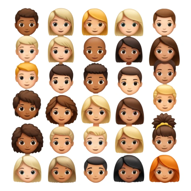 different children's hairstyles, cheerful and diverse sticker