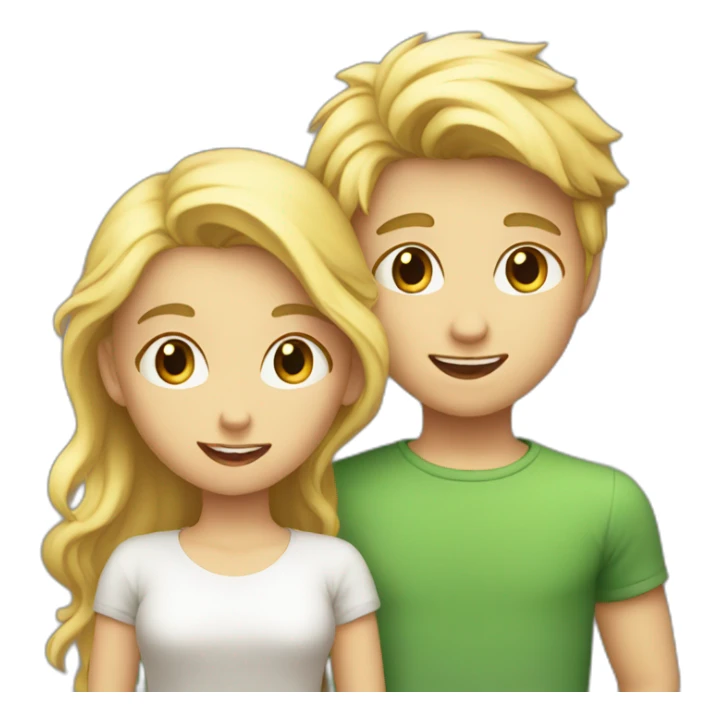 blonde girl and blond boy looking at each other sticker